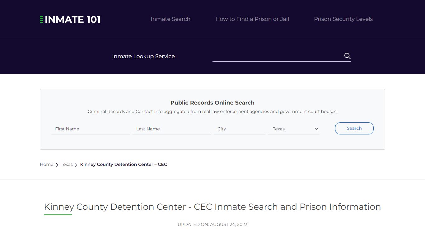 Kinney County Detention Center - CEC Inmate Search, Visitation, Phone ...